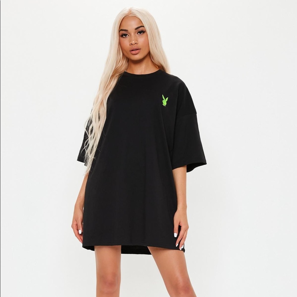 playboy x missguided black oversized dress